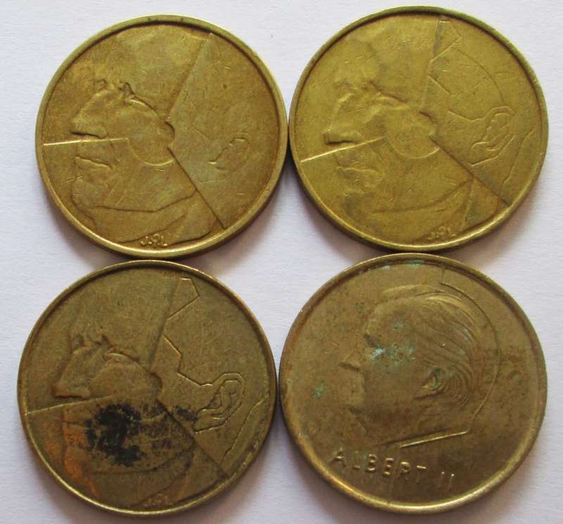 5 Francs Belgium 1983 + 1988 + 1993 + 1996