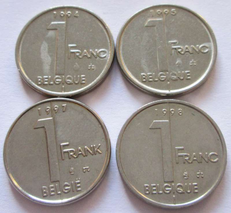 1 Franc Belgium 1994 - 1995 + 1997 - 1998
