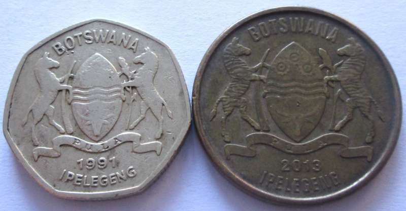 1 Pula Botswana 1991 + 2013