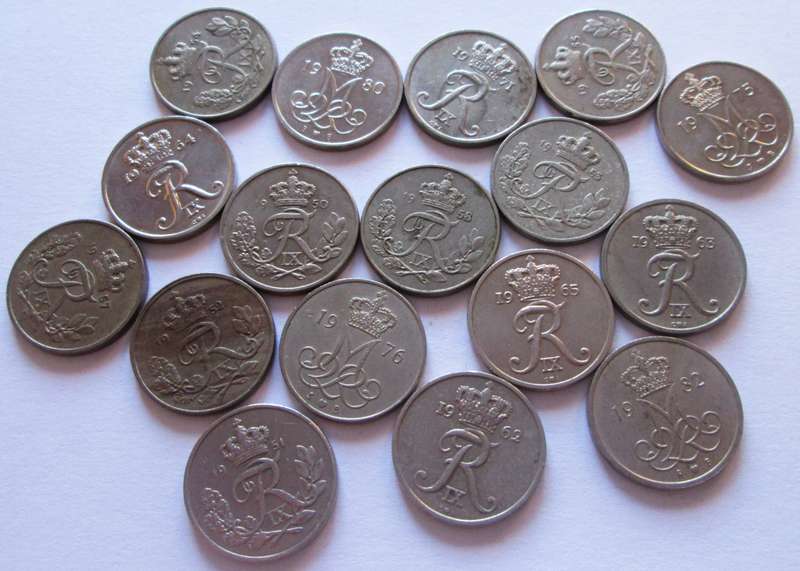 10 Ore Denmark 1950 - 1955 + 1957 + 1958 + 1962 - 1965 + 1971 + 1975 - 1976 + 1980 + 1982