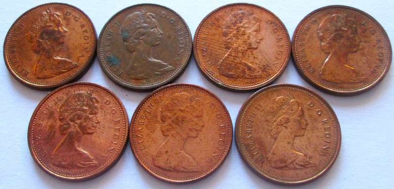 1 Cent Canada 1970 + 1972 + 1973 + 1975 + 1976 + 1978 + 1979