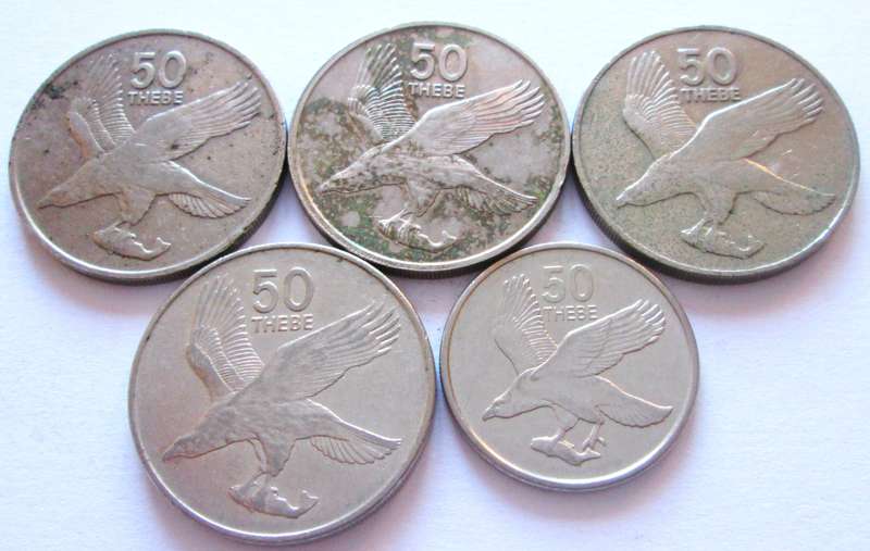 50 Thebe Botswana 1977 + 1980 + 1984 + 1991 + 2013