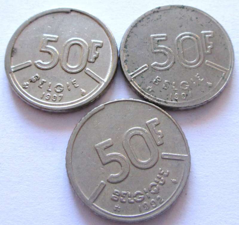 50 Francs Belgium 1987 + 1991 + 1992