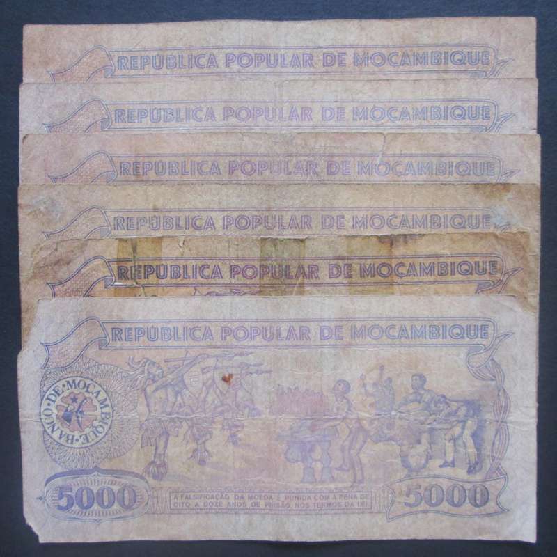 1988 - 1989 Mozambique 5000 Meticais