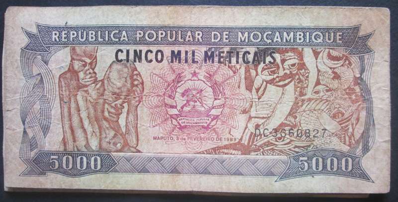 1988 - 1989 Mozambique 5000 Meticais