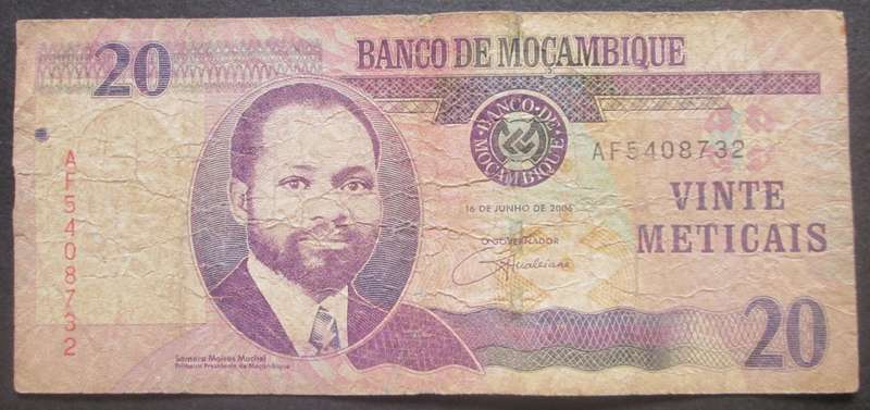 2006 Mozambique 20 Meticais Serial No AF5408732