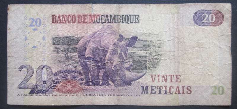 2006 Mozambique 20 Meticais Serial No AF5408732