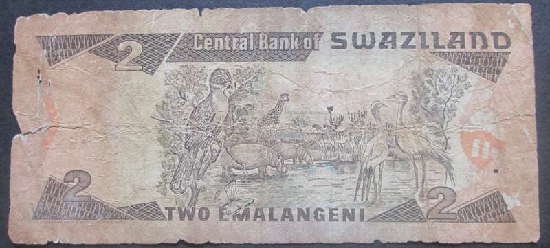 1992 - 1995 Swaziland 2 Emalangeni Serial No S793749