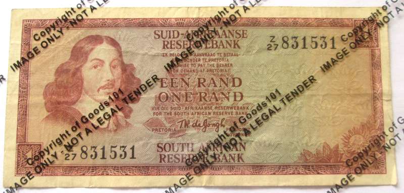 One Rand Republic of South Africa Serial Nr Z27 831531 Replacement Note