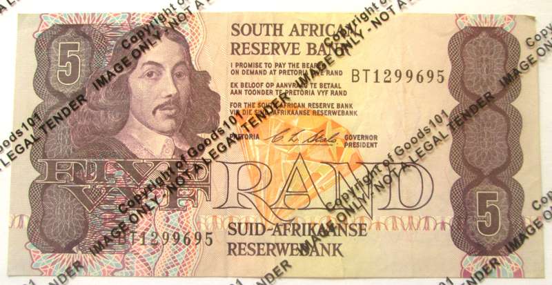 Five Rand Republic of South Africa Serial Nr BT1299695