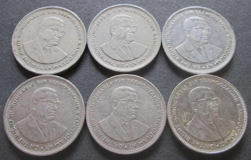 1 Rupee Mauritius 1987 + 1990 + 1991 + 1997 + 2010 + 2012