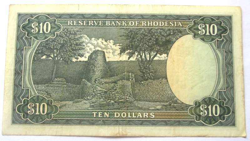 1976 Rhodesia Banknote Ten Dollars Serial Nr J45 546407