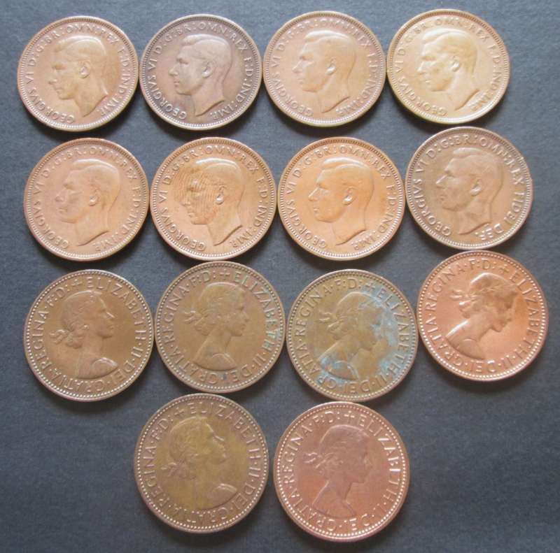 Half Penny Great Britain 1937/39/40/42/43/45/48/52/58/59/62/63/65/67