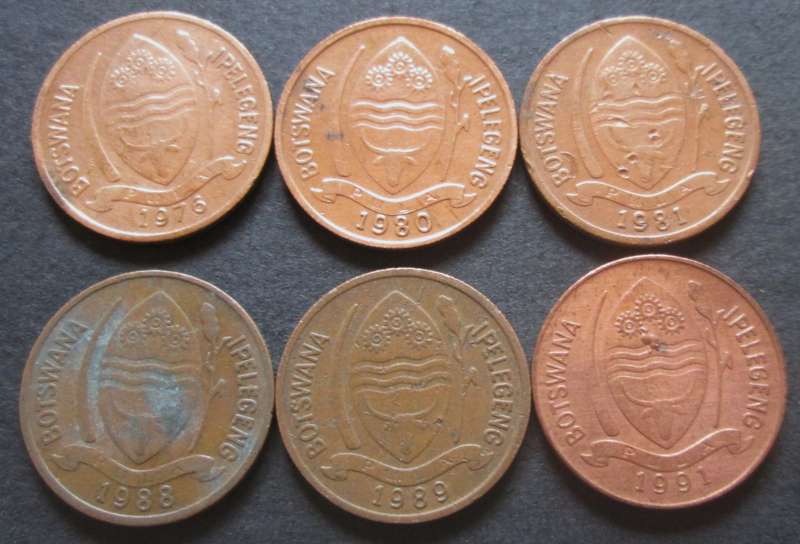 5 Thebe Botswana 1976 + 1980 + 1981 + 1988 + 1989 + 1991