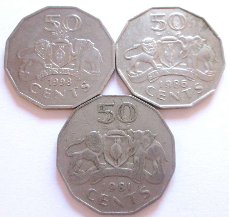 50 Cents Swaziland 1981 + 1986 + 1998