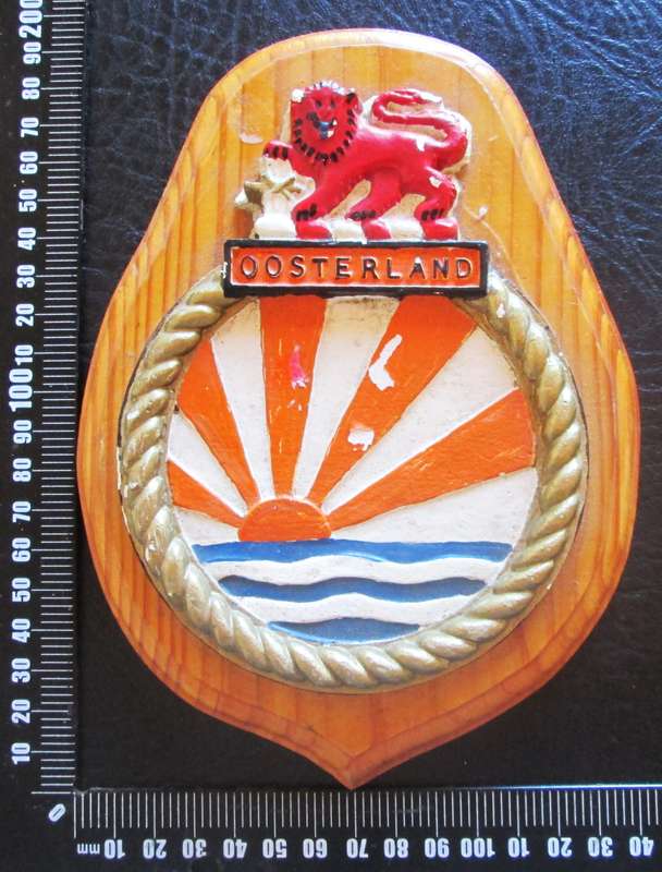 Royal Navy Ship`s Crest Wall Plaque Oosterland Hand-Painted Plaster