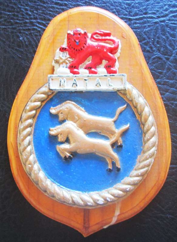 Royal Navy Ship`s Crest Wall Plaque Natal Hand-Painted Plaster