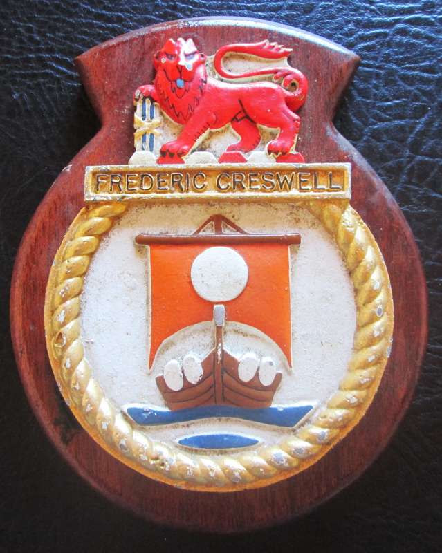 Royal Navy Ship`s Crest Wall Plaque Frederic Creswell Hand-Painted Plaster