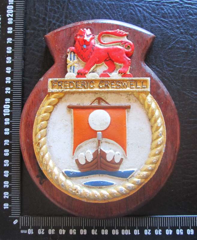 Royal Navy Ship`s Crest Wall Plaque Frederic Creswell Hand-Painted Plaster
