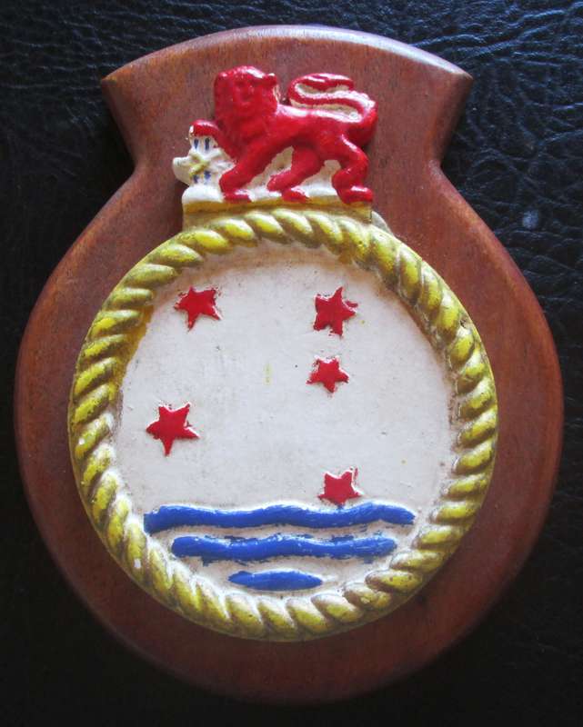 Royal Navy Ship`s Crest Wall Plaque Hand-Painted Plaster