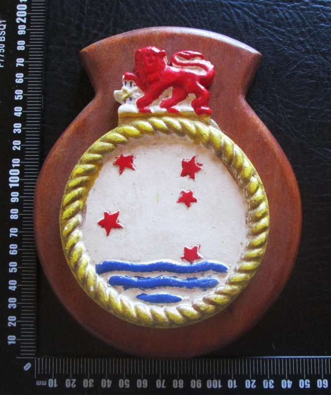 Royal Navy Ship`s Crest Wall Plaque Hand-Painted Plaster
