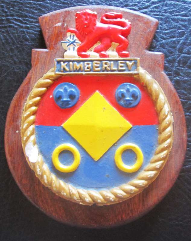 Royal Navy Ship`s Crest Wall Plaque Kimberley Hand-Painted Plaster