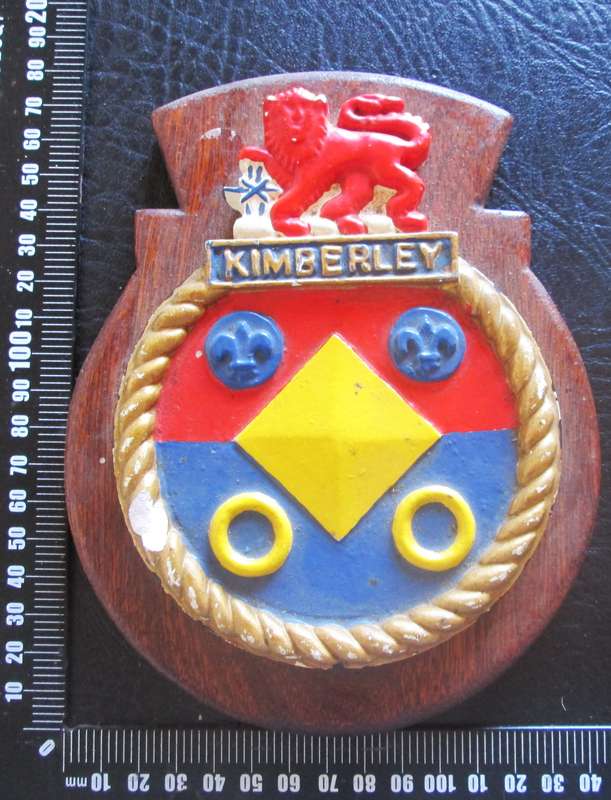 Royal Navy Ship`s Crest Wall Plaque Kimberley Hand-Painted Plaster