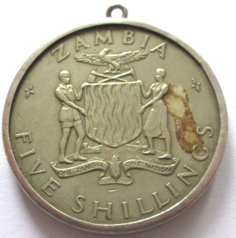 1965 Zambia 5 Shillings Pendant