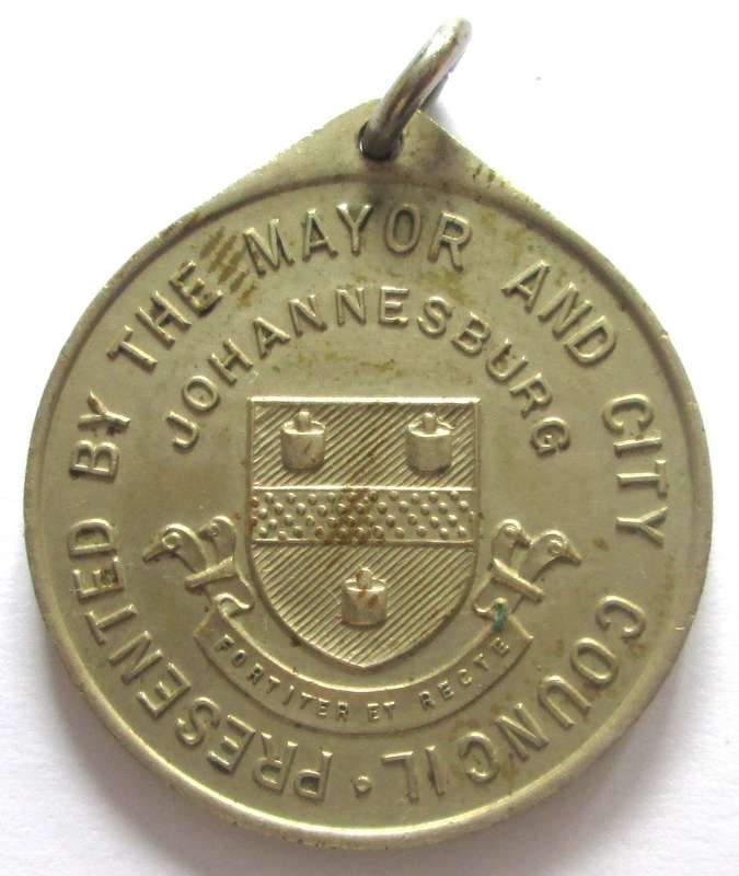 1949 The Mayor and City Council Johannesburg Medal