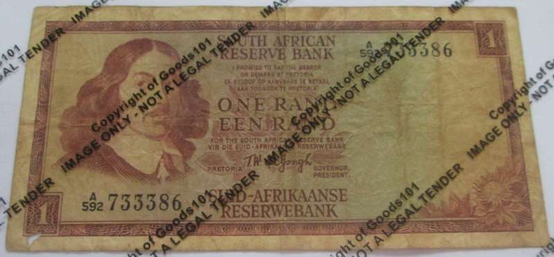 One Rand Republic of South Africa Serial Nr A592 733386