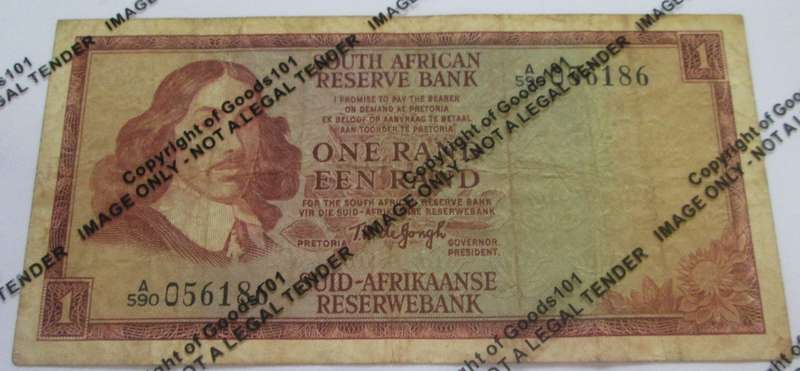 One Rand Republic of South Africa Serial Nr A590 056186