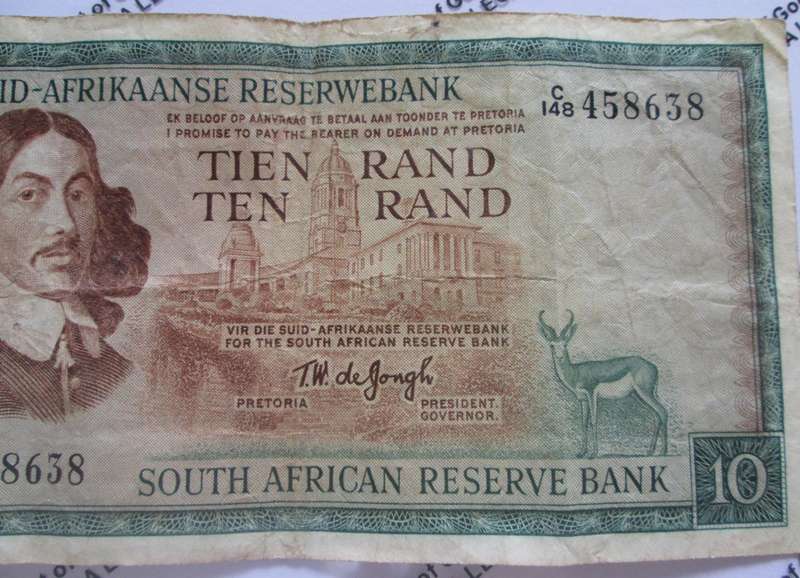 Ten Rand Republic of South Africa Serial Nr C148 458638