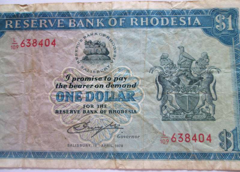 1978 One Dollars Rhodesia Banknote Serial Nr L109 633404