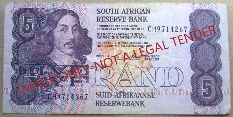 Five Rand South Africa Serial Nr CH9714267
