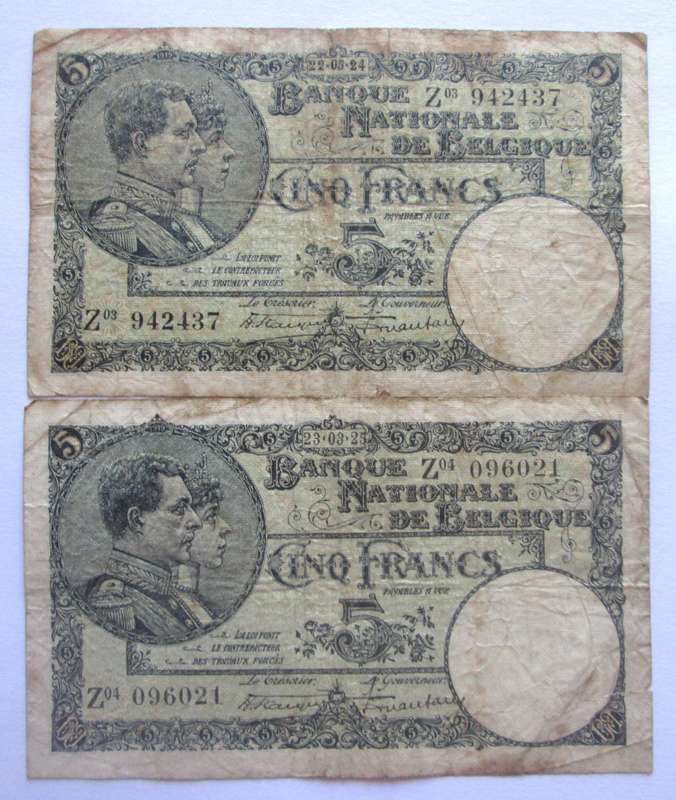 1938 Belgium 5 Francs
