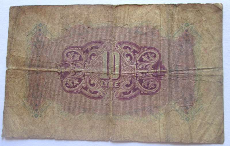 1943 - 1951 Tripolitania 10 Lire Military Authority Libya