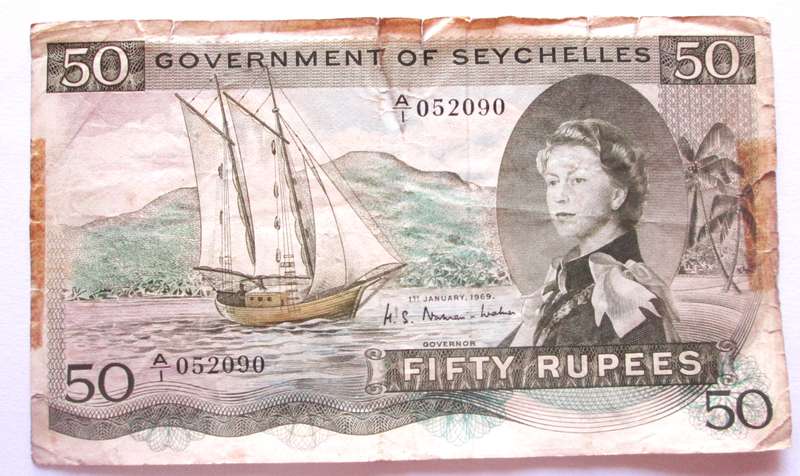 1969 Seychelles 50 Rupees A1 052090
