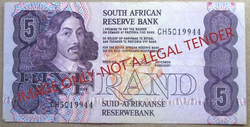 Five Rand South Africa Serial Nr CH5019944