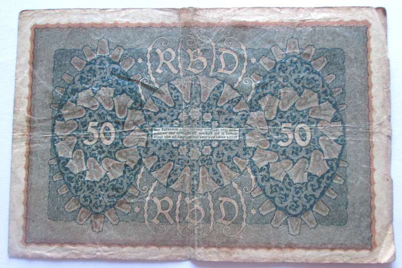 1919 Germany 50 Mark Serial No 786825