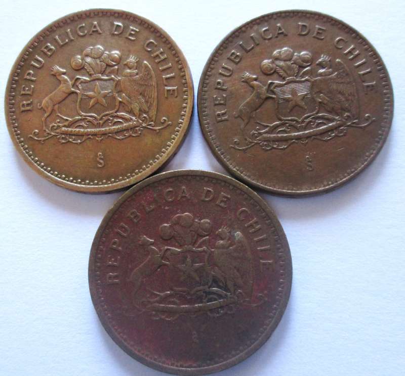 100 Pesos Chile 1981 + 1989 + 1997