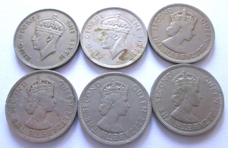 1 Rupee Mauritius 1950 + 1951 + 1956 + 1971 + 1975 + 1978