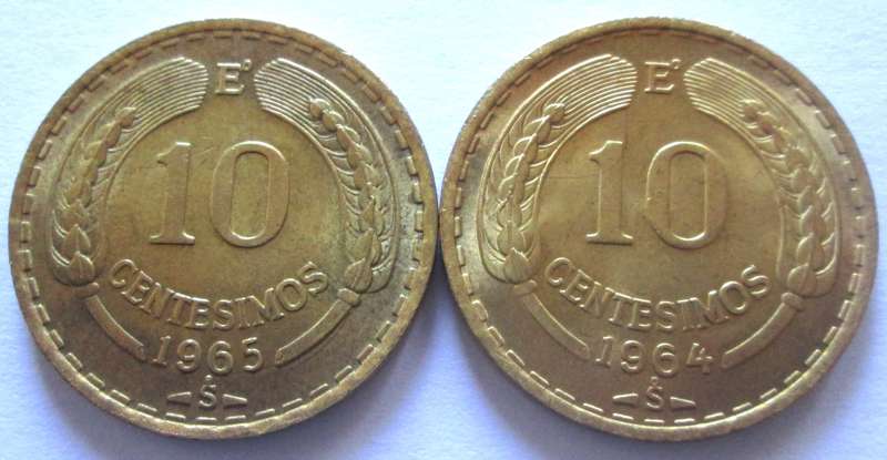 10 Centesimos Chile 1964 + 1965