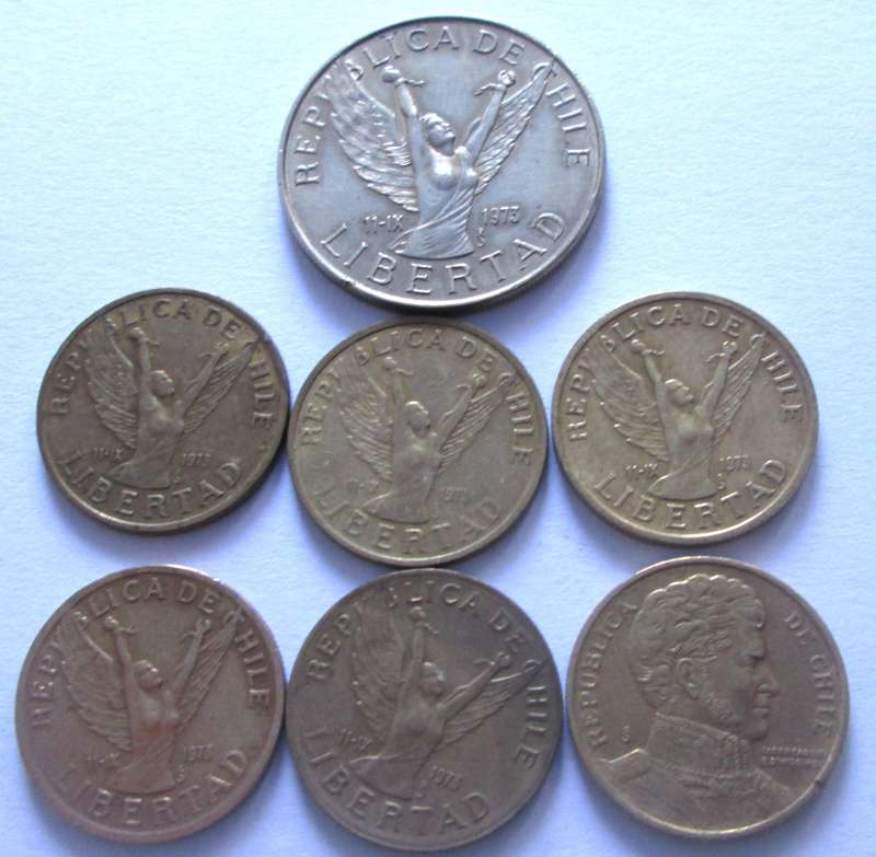 10 Pesos Chile 1977 + 1981 + 1982 + 1987 - 1989 + 1992