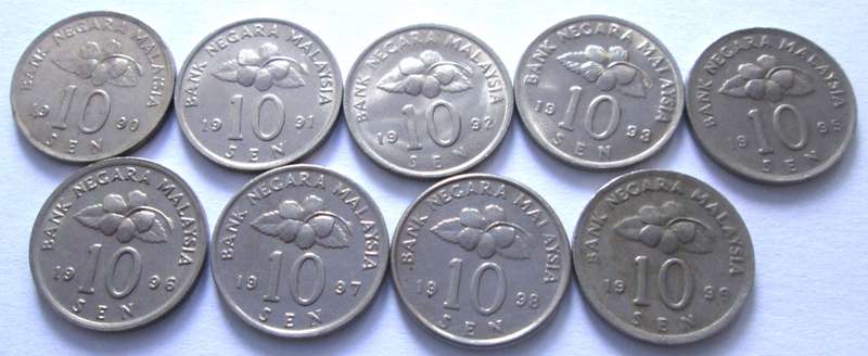 10 Sen Negara Malaysia 1990 - 1993 + 1995 - 1999