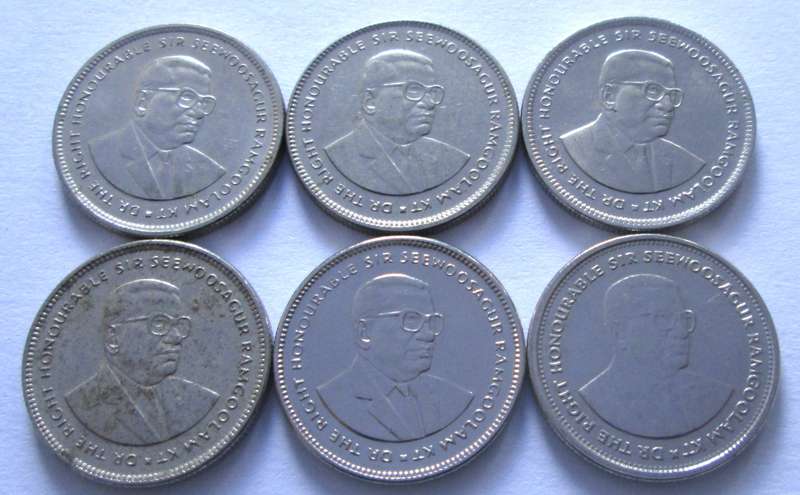 20 Cents Mauritius 1987 + 1990 + 1991 + 2004 + 2012 + 2016