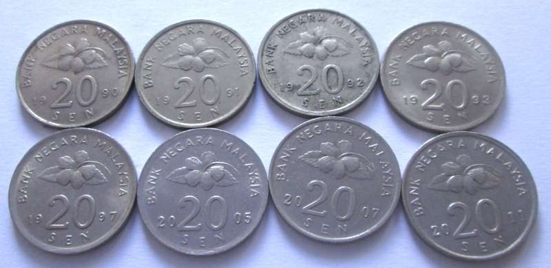 20 Sen Negara Malaysia 1990 - 1993 + 1997 + 2005 + 2007 + 2011