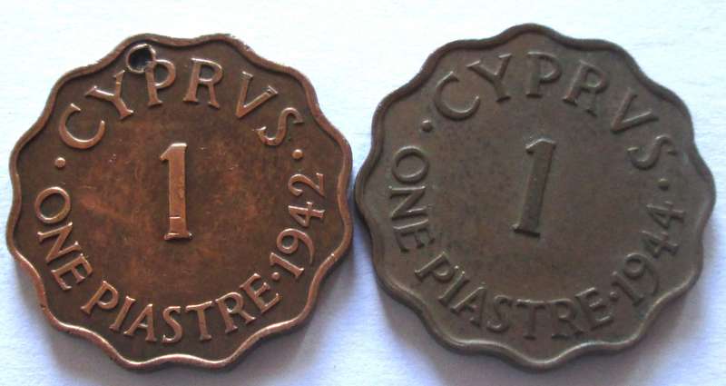 1 Piastre Cyprus 1942 + 1944