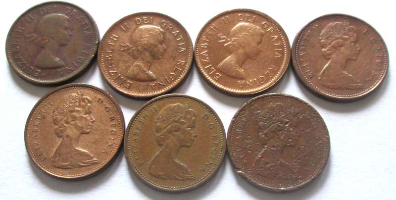 1 Cent Canada 1961 + 1963 - 1969