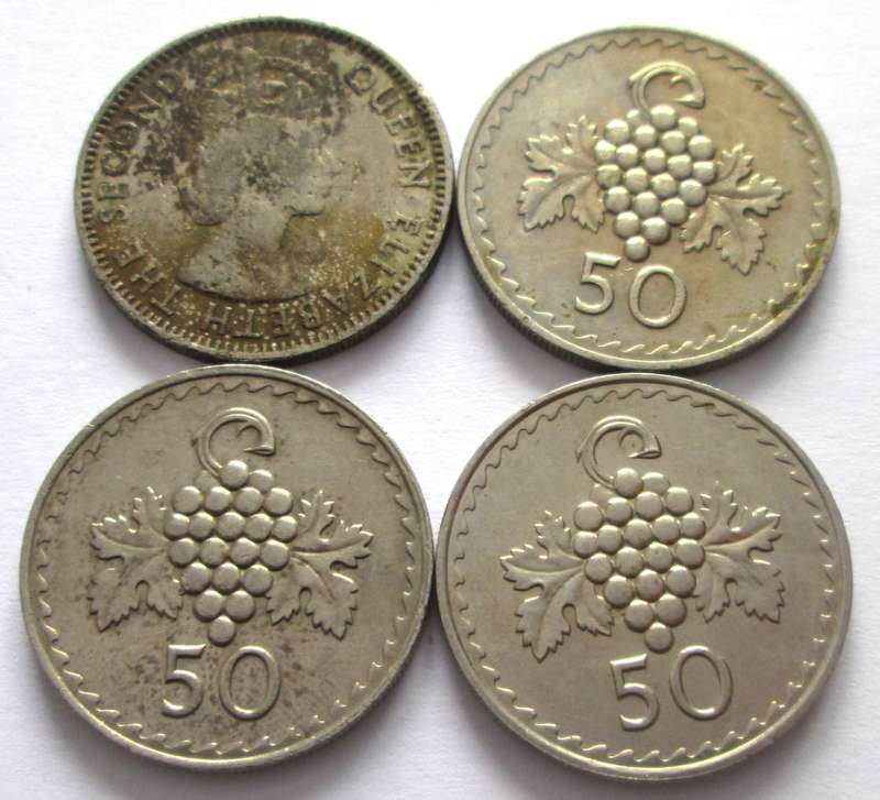 50 Mils Cyprus 1955 + 1974 + 1981 + 1982