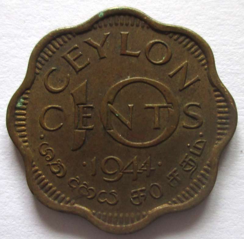 1944 Ceylon 10 Cents